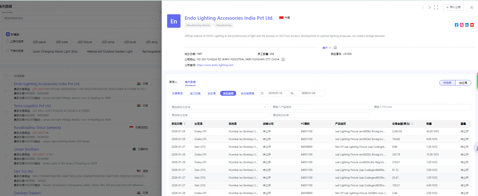 海关数据查找界面